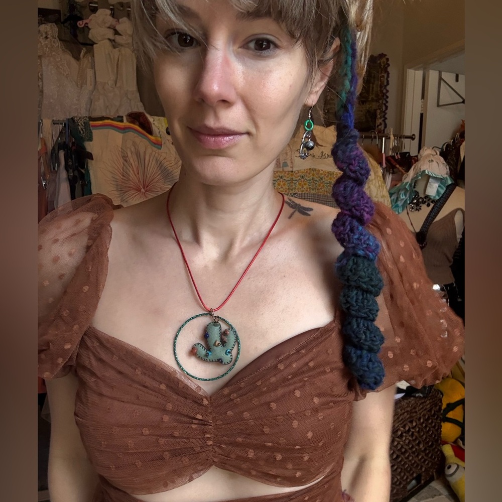 Handcrafted Cactus Pendant Necklace by EKA Erika Kelly Apparel